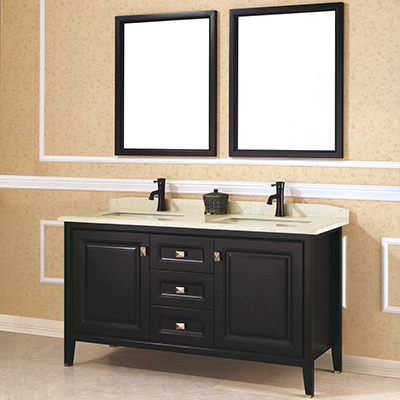 XR-6014纯黑美式浴室柜 大尺寸浴室柜 泰国橡木美式浴室柜 浴室柜厂家